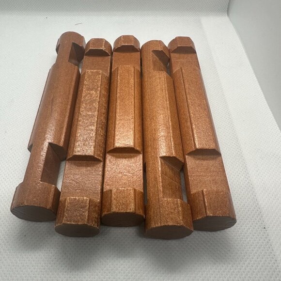 Set Of 5 Wooden Lincoln Logs Replacement Parts - Picture 2 of 2